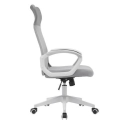 Silla de Oficina Ergonómica con Respaldo en PU Gris y Tejido 3D Gris, Reposacabezas Ajustable- Medidas 57,5x54x104-114 cm