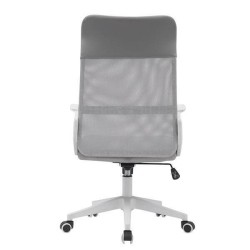 Silla de Oficina Ergonómica con Respaldo en PU Gris y Tejido 3D Gris, Reposacabezas Ajustable- Medidas 57,5x54x104-114 cm