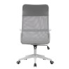 Silla de Oficina Ergonómica con Respaldo en PU Gris y Tejido 3D Gris, Reposacabezas Ajustable- Medidas 57,5x54x104-114 cm