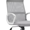 Silla de Oficina Ergonómica con Respaldo en PU Gris y Tejido 3D Gris, Reposacabezas Ajustable- Medidas 57,5x54x104-114 cm