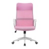 Silla de Oficina Ergonómica con Respaldo en PU Rosa y Tejido 3D Rosa, Reposacabezas Ajustable - Medidas 57,5x54x104-114 cm