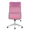 Silla de Oficina Ergonómica con Respaldo en PU Rosa y Tejido 3D Rosa, Reposacabezas Ajustable - Medidas 57,5x54x104-114 cm