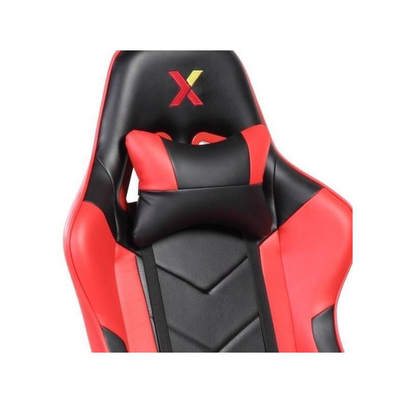 Silla de Oficina Ergonómica en Símil Piel Roja y Negra con Respaldo Alto, Sistema Hidráulico- Medidas 65x55/130x125,5/135,5 cm