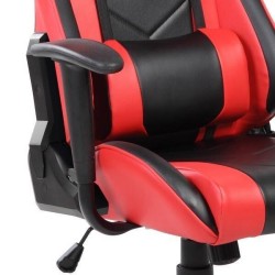 Silla de Oficina Ergonómica en Símil Piel Roja y Negra con Respaldo Alto, Sistema Hidráulico- Medidas 65x55/130x125,5/135,5 cm