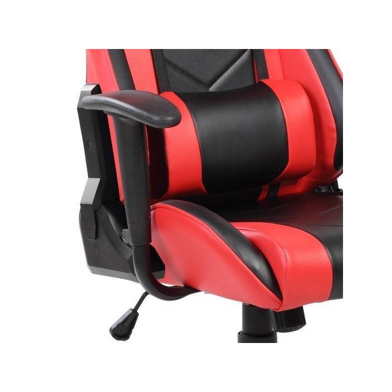 Silla de Oficina Ergonómica en Símil Piel Roja y Negra con Respaldo Alto, Sistema Hidráulico- Medidas 65x55/130x125,5/135,5 cm