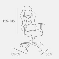 Silla de Oficina Ergonómica en Símil Piel Roja y Negra con Respaldo Alto, Sistema Hidráulico- Medidas 65x55/130x125,5/135,5 cm