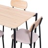 Conjunto de Mesa y 4 Sillas con Estructura Metálica Negra , Asiento en Tela Beige - Mesa 100x70x75 cm, Silla 40x44x80 cm