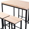 Conjunto de Mesa y 4 Taburetes con Estructura Metálica, Tapa y Asientos en MDF Roble - Mesa 100x60x86 cm, Taburete 43x30x60 cm