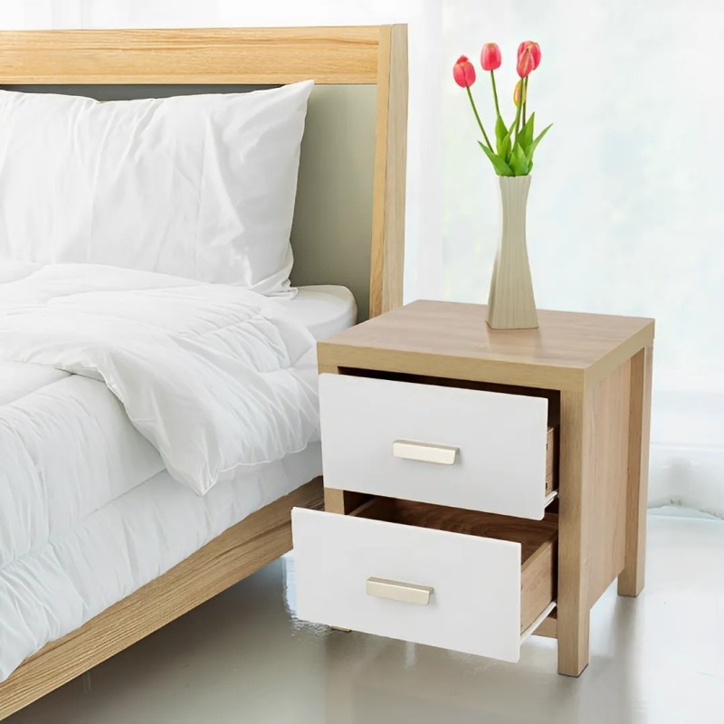 Mesilla de Noche 2 Cajones Color Cambria Blanco - ¡Compra Ahora!