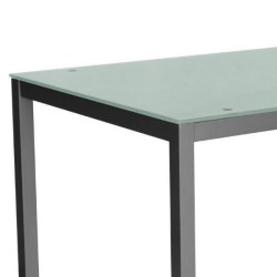 Mesa Fija para Cocina con Estructura de Acero Pintado Color Aluminio y Tapa de Cristal Templado Blanco - Medidas 110x70x75 cm
