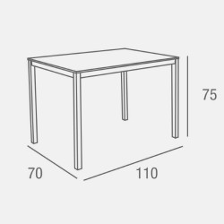 Mesa Fija para Cocina con Estructura de Acero Pintado Color Aluminio y Tapa de Cristal Templado Blanco - Medidas 110x70x75 cm