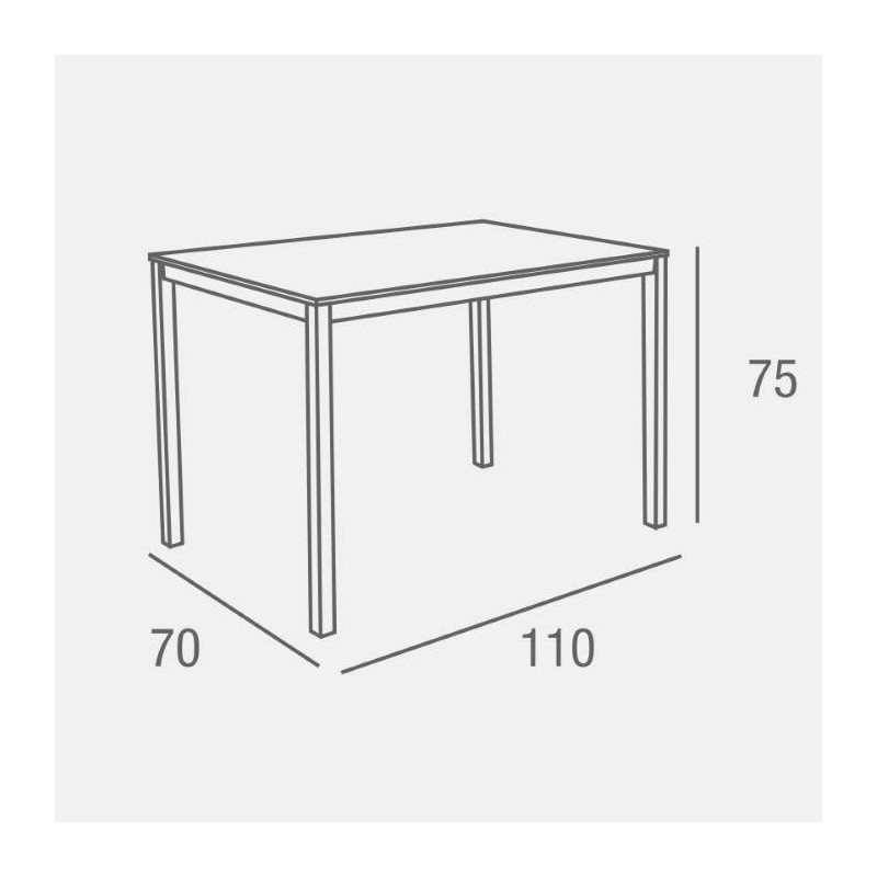 Mesa Fija para Cocina con Estructura de Acero Pintado Color Aluminio y Tapa de Cristal Templado Blanco - Medidas 110x70x75 cm