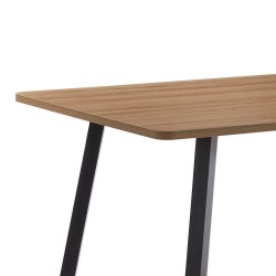 Mesa de Comedor Fija con Tapa de Melamina Color Roble y Estructura Metálica Negra Mate - Medidas 120x80x75 cm