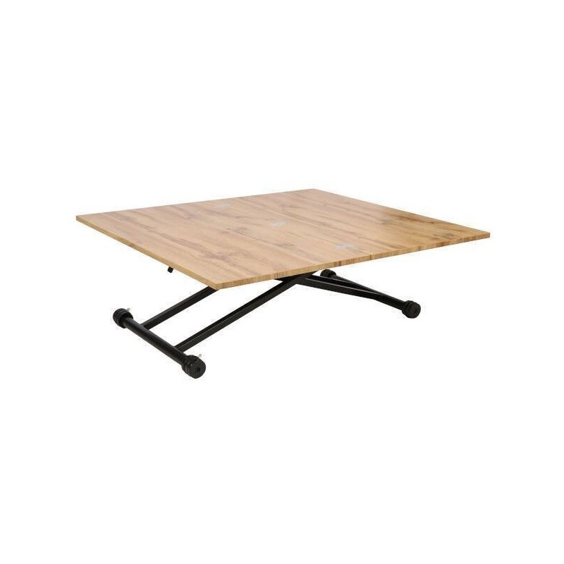 Mesa de Centro Elevable y Tapa Extensible - Fabricada en MDF - Cerrada 100x57 cm, Abierta 100x114 cm, Altura de 39 a 77 cm