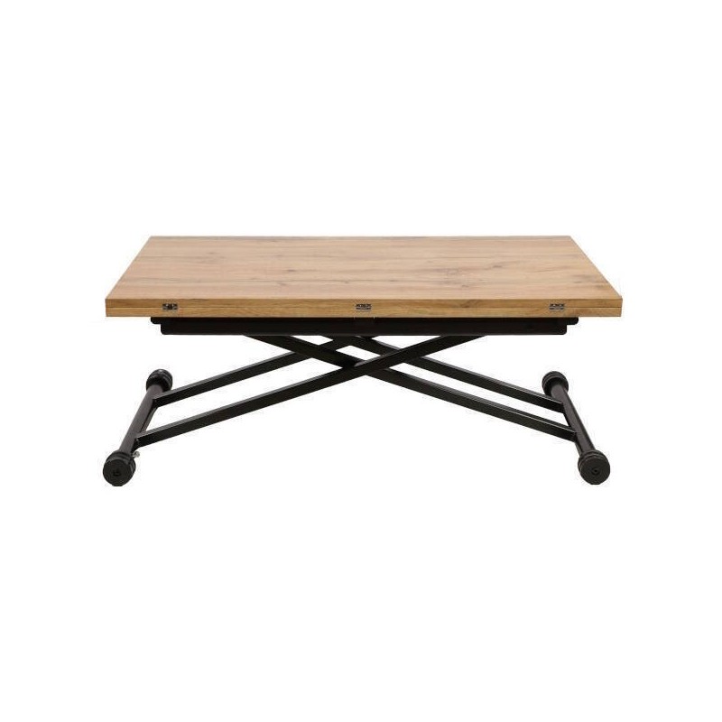 Mesa de Centro Elevable y Tapa Extensible - Fabricada en MDF - Cerrada 100x57 cm, Abierta 100x114 cm, Altura de 39 a 77 cm