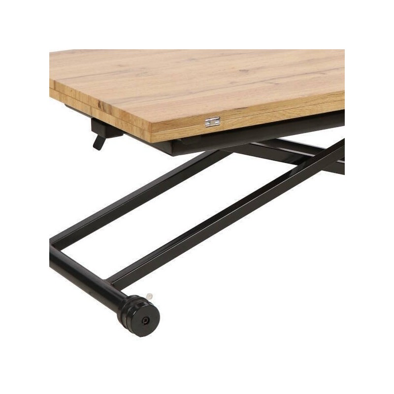 Mesa de Centro Elevable y Tapa Extensible - Fabricada en MDF - Cerrada 100x57 cm, Abierta 100x114 cm, Altura de 39 a 77 cm