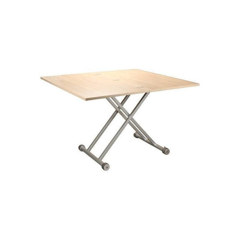 Mesa de Centro Elevable y Tapa Extensible -Color Roble Sonoma -Cerrada 100x57 cm, Abierta 100x114 cm, Altura de 39 a 77 cm