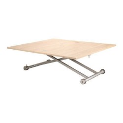 Mesa de Centro Elevable y Tapa Extensible -Color Roble Sonoma -Cerrada 100x57 cm, Abierta 100x114 cm, Altura de 39 a 77 cm