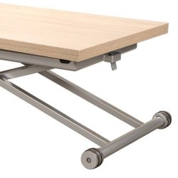 Mesa de Centro Elevable y Tapa Extensible -Color Roble Sonoma -Cerrada 100x57 cm, Abierta 100x114 cm, Altura de 39 a 77 cm