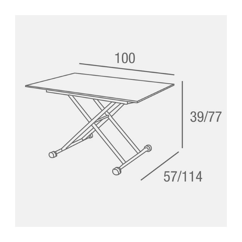 Mesa de Centro Elevable y Tapa Extensible -Color Roble Sonoma -Cerrada 100x57 cm, Abierta 100x114 cm, Altura de 39 a 77 cm