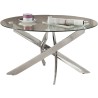 Mesa de Centro Redonda con Tapa de Cristal 8 mm y Patas Metálicas Cruzadas en Acabado Cromo - Mueble Moderno - Medidas 80x40 cm