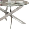 Mesa de Centro Redonda con Tapa de Cristal 8 mm y Patas Metálicas Cruzadas en Acabado Cromo - Mueble Moderno - Medidas 80x40 cm