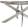 Mesa de Centro Redonda con Tapa de Cristal 8 mm y Patas Metálicas Cruzadas en Acabado Cromo - Mueble Moderno - Medidas 80x40 cm