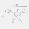Mesa de Centro Redonda con Tapa de Cristal 8 mm y Patas Metálicas Cruzadas en Acabado Cromo - Mueble Moderno - Medidas 80x40 cm