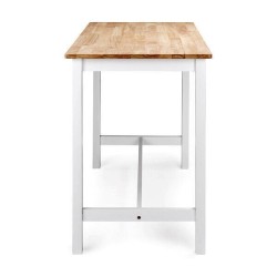 Mesa Alta de Madera Lacada en Blanco Mate con Tapa en Color Roble - Medidas 108x60x91 cm