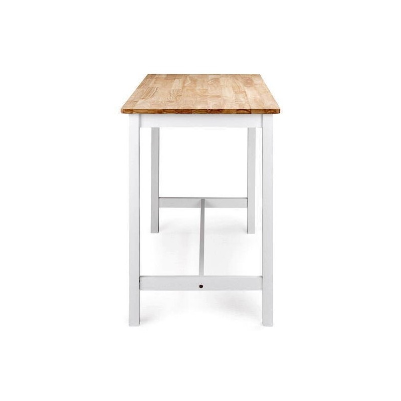 Mesa Alta de Madera Lacada en Blanco Mate con Tapa en Color Roble - Medidas 108x60x91 cm