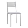 Juego de 4 Sillas de Cocina con Estructura y Patas Metálicas Blancas, Asiento Tapizado en PVC Blanco - Medidas 38,5x48,86 cm