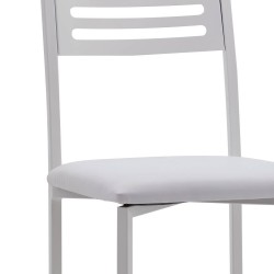 Juego de 4 Sillas de Cocina con Estructura y Patas Metálicas Blancas, Asiento Tapizado en PVC Blanco - Medidas 38,5x48,86 cm