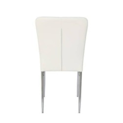 6 Sillas de Comedor con Relleno de Espuma, Tapizado en Símil Piel Blanco y Patas Metálicas Cromadas - Medidas 44x91,5x47 cm