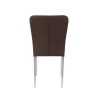 6 Sillas de Comedor con Relleno de Espuma, Tapizado en Símil Piel Chocolate y Patas Metálicas Cromadas - Medidas 44x91,5x47 cm