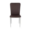 6 Sillas de Comedor con Relleno de Espuma, Tapizado en Símil Piel Chocolate y Patas Metálicas Cromadas - Medidas 44x91,5x47 cm