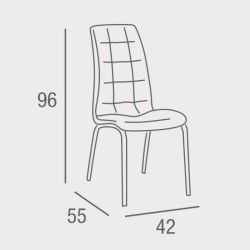 Juego de 4 Sillas Tapizadas en Símil Piel Blanco con Patas Cromadas, Asiento y Respaldo Ergonómicos- Medidas 43x63x97 cm