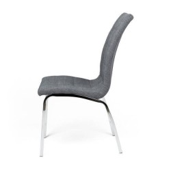 Juego de 4 Sillas Tapizadas en Símil Piel Gris Claro  con Patas Cromadas, Asiento y Respaldo Ergonómicos- Medidas 43x63x97 cm