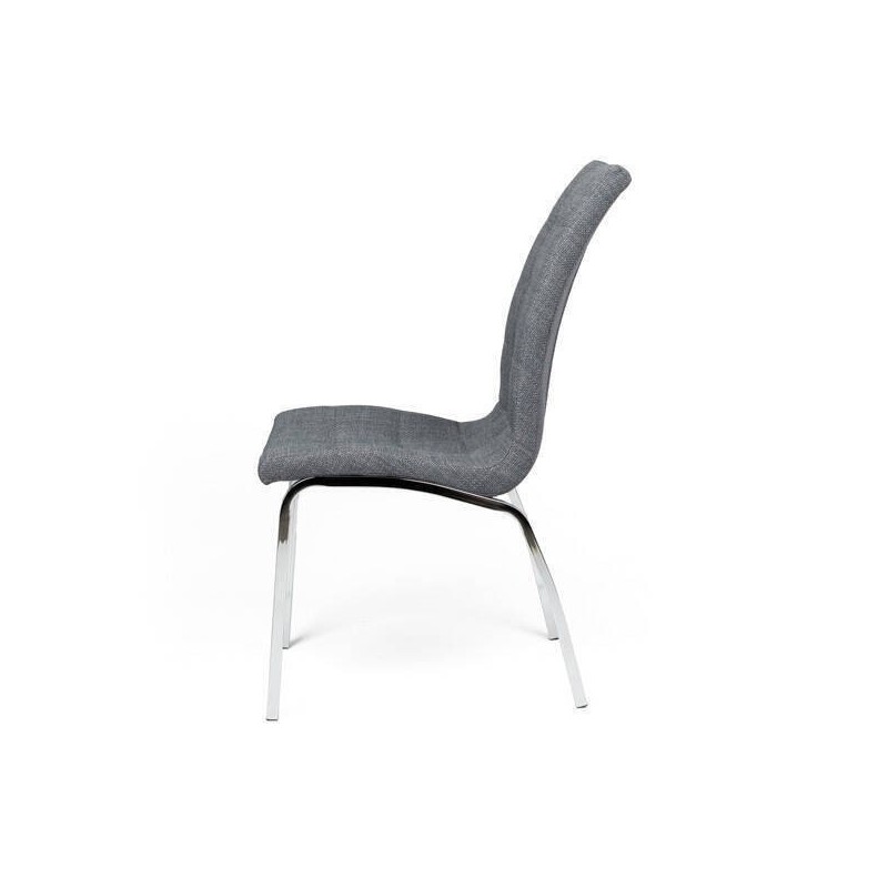 Juego de 4 Sillas Tapizadas en Símil Piel Gris Claro  con Patas Cromadas, Asiento y Respaldo Ergonómicos- Medidas 43x63x97 cm