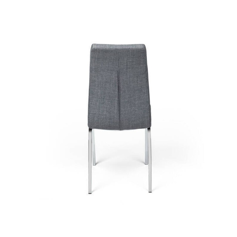Juego de 4 Sillas Tapizadas en Símil Piel Gris Claro  con Patas Cromadas, Asiento y Respaldo Ergonómicos- Medidas 43x63x97 cm