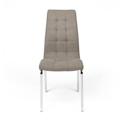 Juego de 4 Sillas Tapizadas en Símil Piel Marrón con Patas Cromadas, Asiento y Respaldo Ergonómicos- Medidas 43x63x97 cm