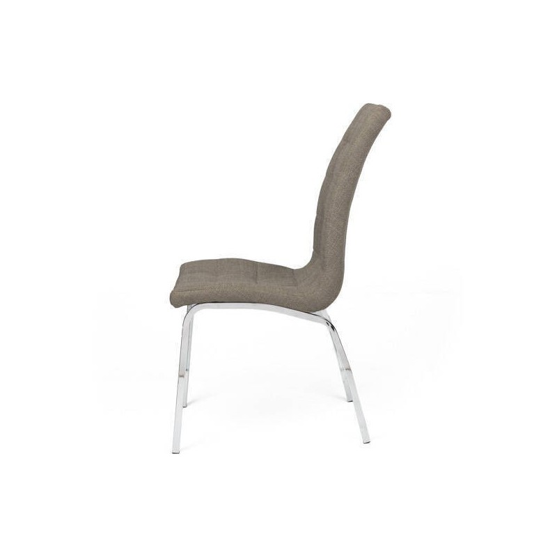 Juego de 4 Sillas Tapizadas en Símil Piel Marrón con Patas Cromadas, Asiento y Respaldo Ergonómicos- Medidas 43x63x97 cm