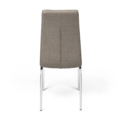 Juego de 4 Sillas Tapizadas en Símil Piel Marrón con Patas Cromadas, Asiento y Respaldo Ergonómicos- Medidas 43x63x97 cm