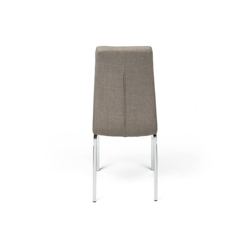 Juego de 4 Sillas Tapizadas en Símil Piel Marrón con Patas Cromadas, Asiento y Respaldo Ergonómicos- Medidas 43x63x97 cm