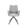 Juego de 2 Sillas con Brazos Tapizadas en Tela Gris y Patas en Acabado Negro, Mecanismo Giratorio 180º-  Medidas 63x62x93 cm