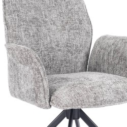 Juego de 2 Sillas con Brazos Tapizadas en Tela Gris y Patas en Acabado Negro, Mecanismo Giratorio 180º-  Medidas 63x62x93 cm