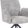 Juego de 2 Sillas con Brazos Tapizadas en Tela Gris y Patas en Acabado Negro, Mecanismo Giratorio 180º-  Medidas 63x62x93 cm