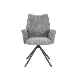 Juego de 2 Sillas con Brazos Tapizadas en Tela Musgo y Patas en Acabado Negro, Mecanismo Giratorio 180º-  Medidas 63x62x93 cm