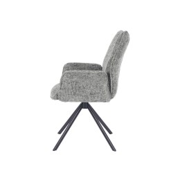 Juego de 2 Sillas con Brazos Tapizadas en Tela Musgo y Patas en Acabado Negro, Mecanismo Giratorio 180º-  Medidas 63x62x93 cm