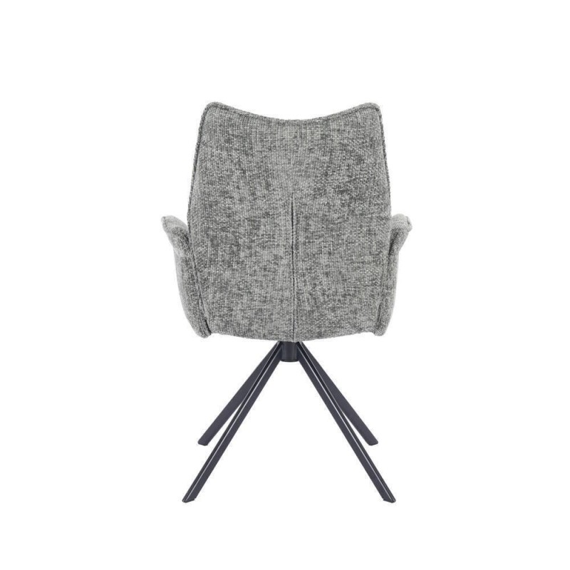 Juego de 2 Sillas con Brazos Tapizadas en Tela Musgo y Patas en Acabado Negro, Mecanismo Giratorio 180º-  Medidas 63x62x93 cm