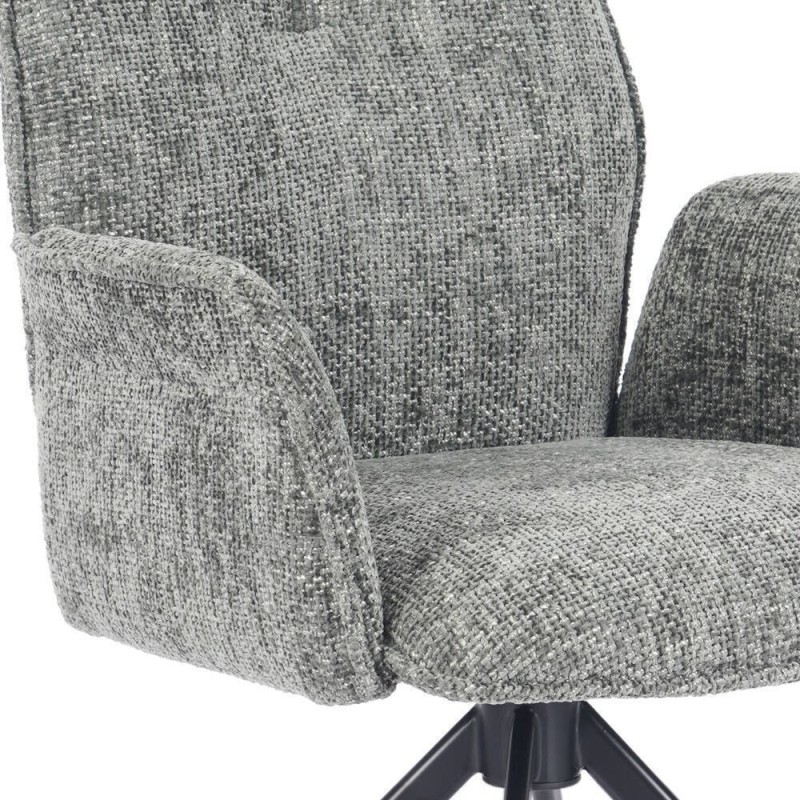 Juego de 2 Sillas con Brazos Tapizadas en Tela Musgo y Patas en Acabado Negro, Mecanismo Giratorio 180º-  Medidas 63x62x93 cm